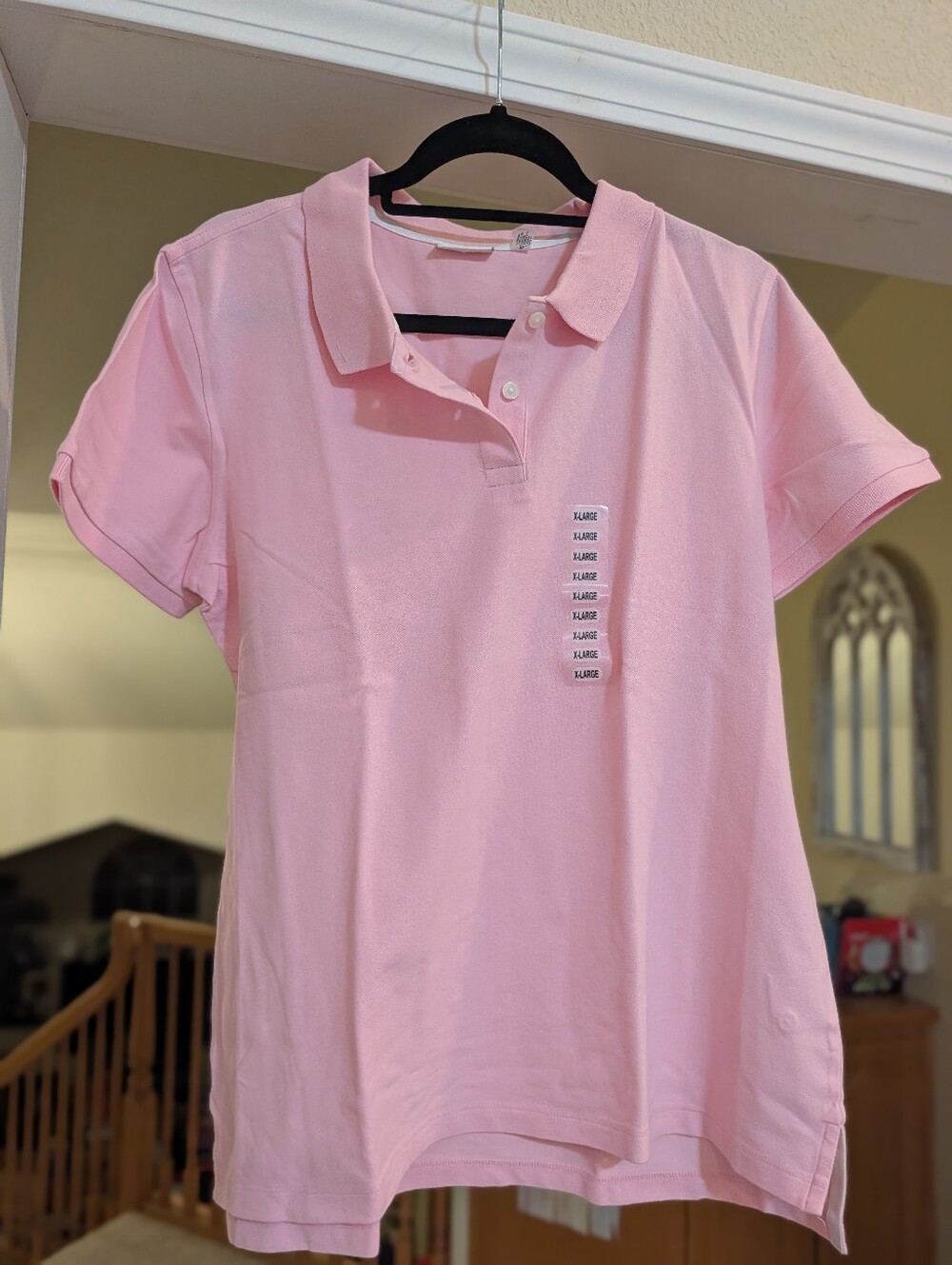 DKNY Women's Light Pink Polo Shirt, XL